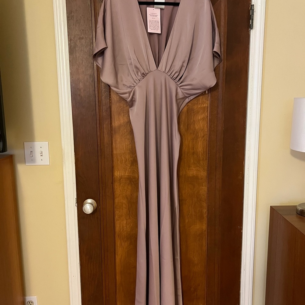 BHLDN Leila Deep-V flutter-sleeve dress